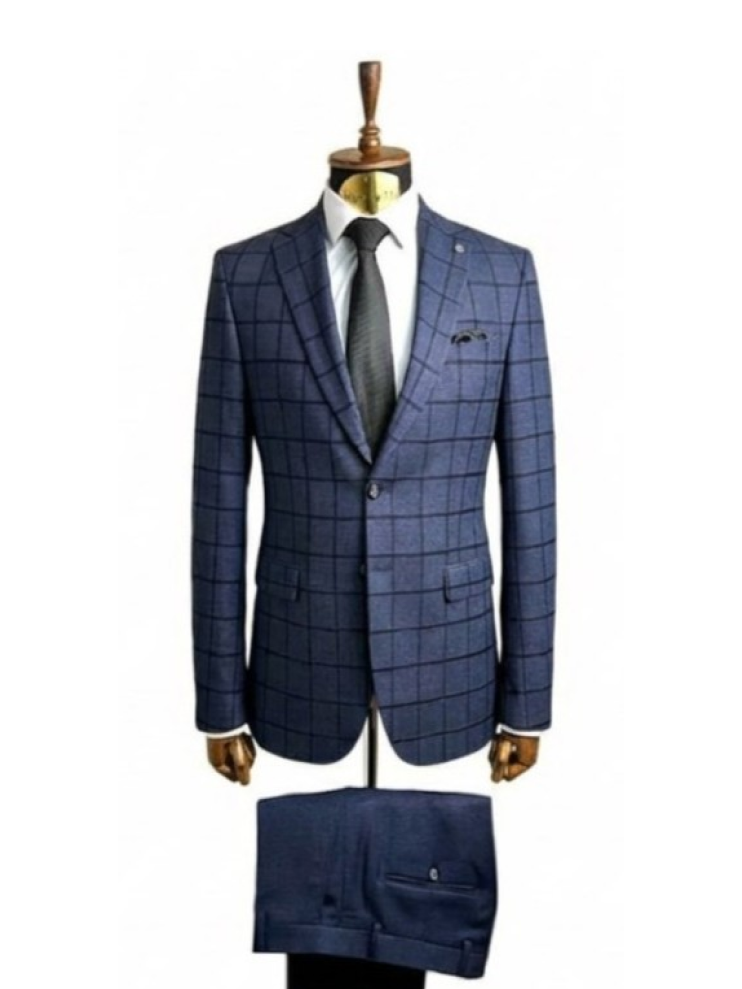 Костюм MAZALTOVMAN 2-ка премиум Темно-синий в клетку