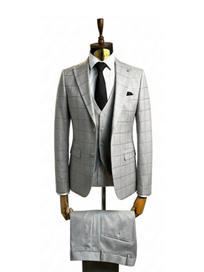Костюм MAZALTOVMAN 3-ка премиум Серый в клетку