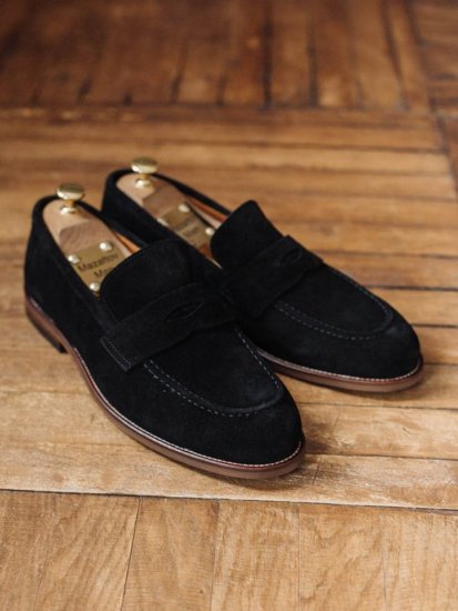 Лоферы мужские чёрные замшевые