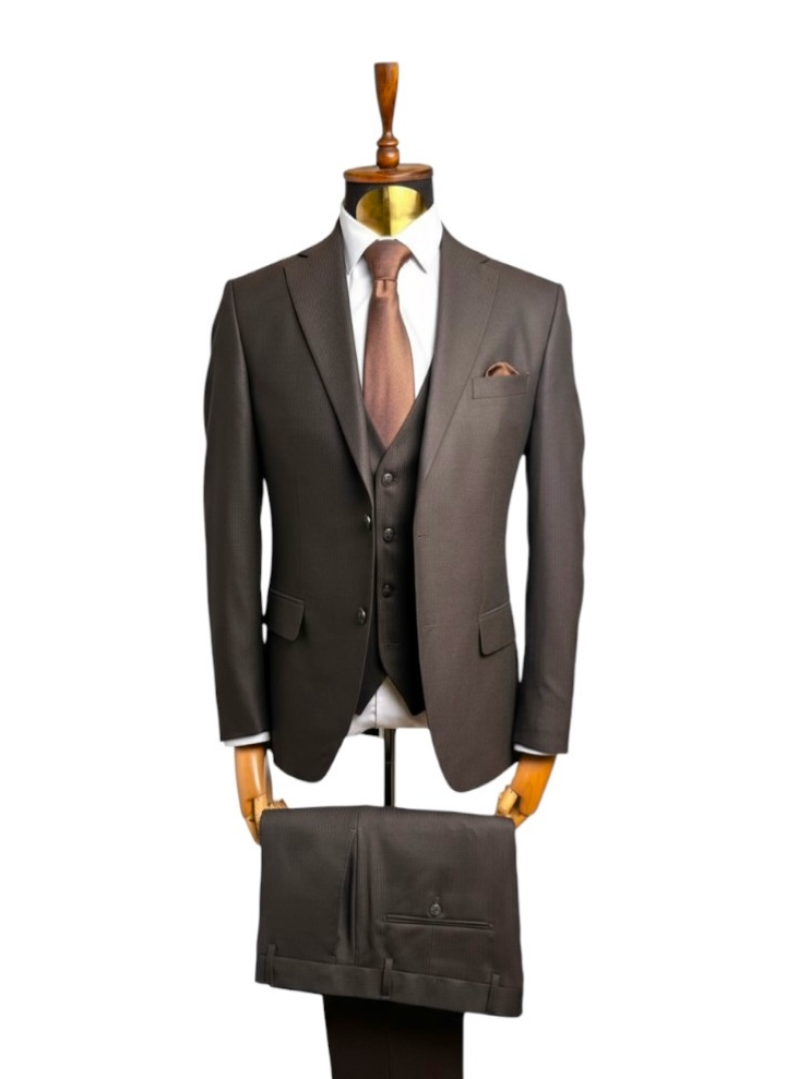 Костюм MAZALTOVMAN 3-ка премиум Коричневый в полоску