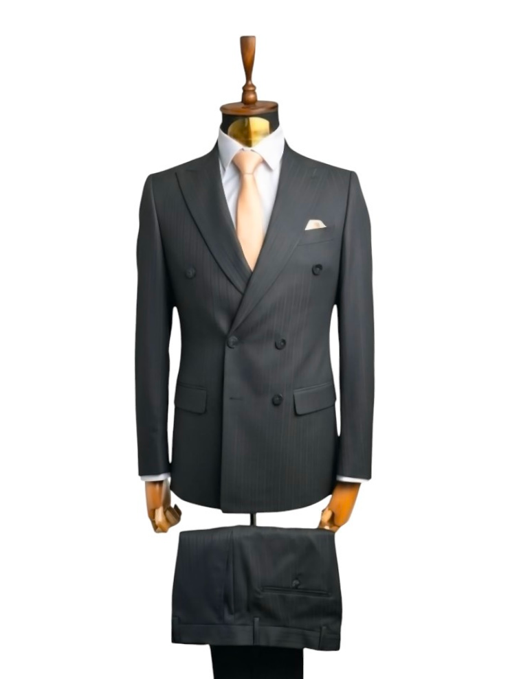 Костюм MAZALTOVMAN 2-ка двубортный премиум Черный в полоску
