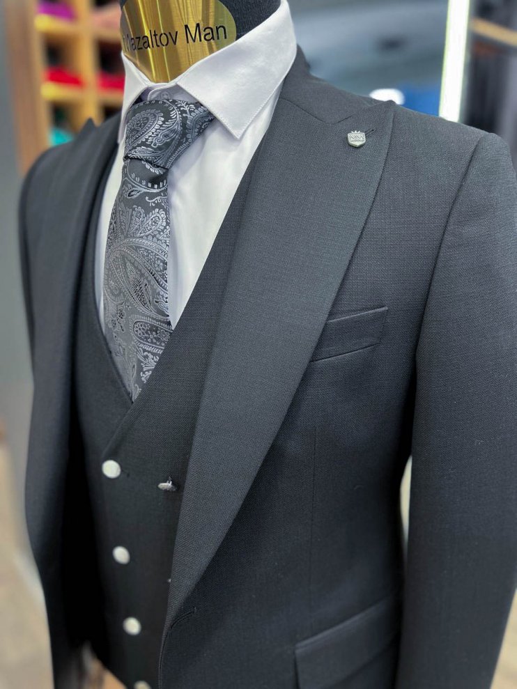 Костюм MAZALTOVMAN 3-ка премиум Черный фактурный
