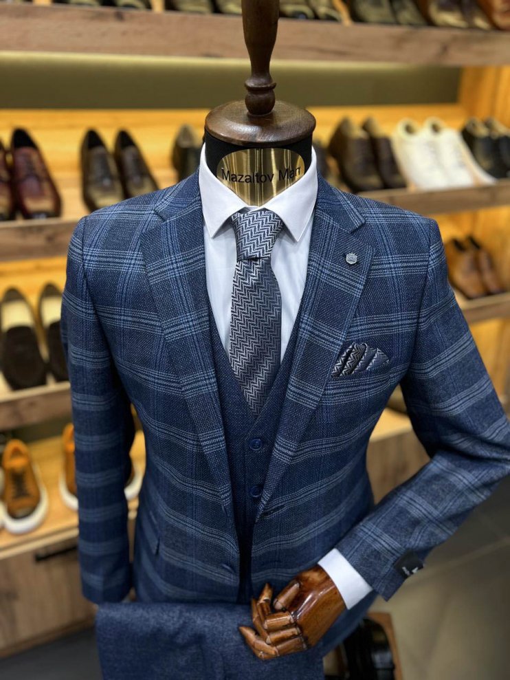 Костюм MAZALTOVMAN 3-ка Синий в клетку