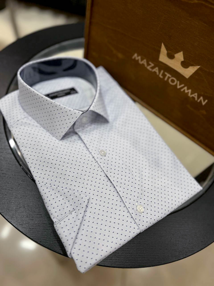 Рубашка MAZALTOVMAN Белая в крапинку c коротким рукавом