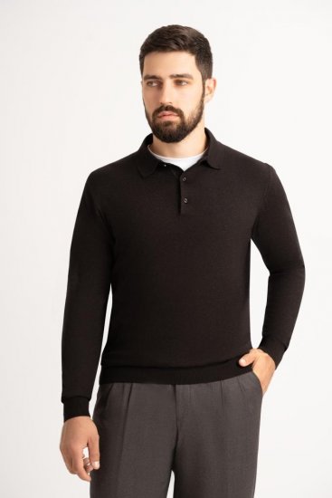 Поло ХЛФ Черное с пуговицами