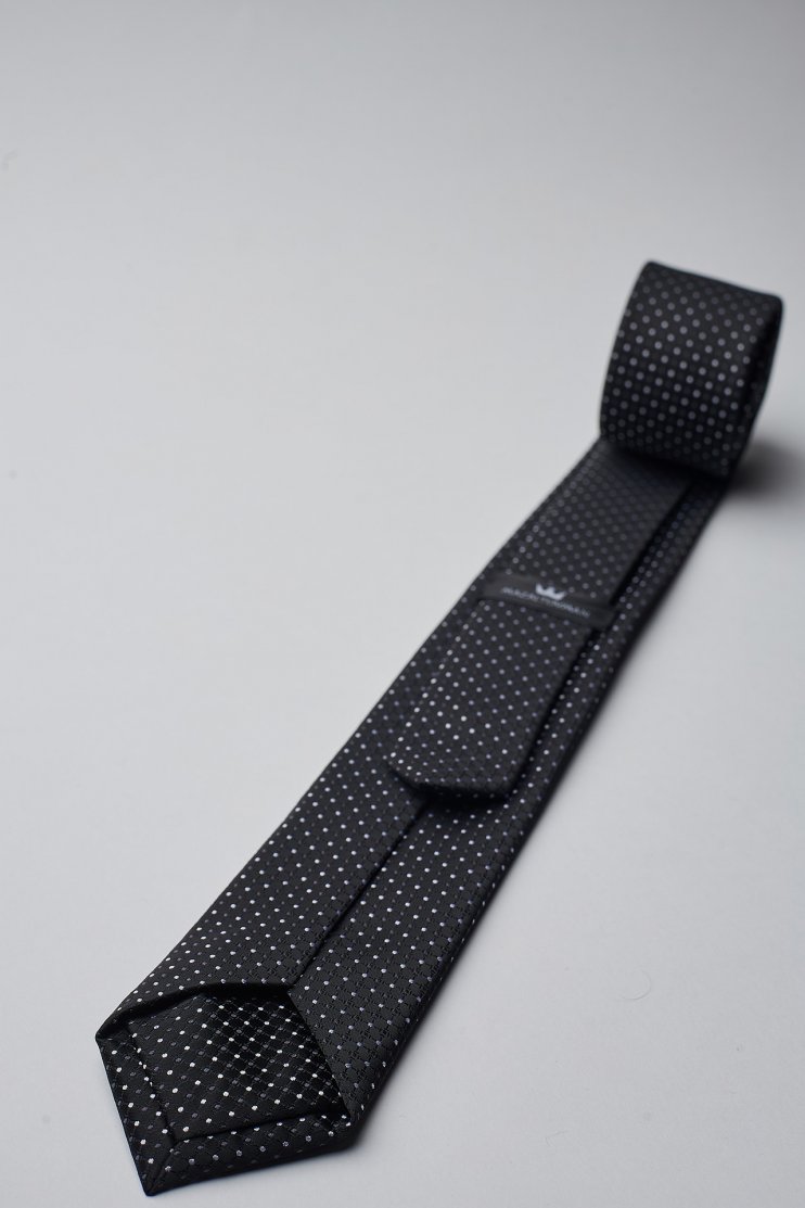 Мужской галстук Черный в белую крапинку