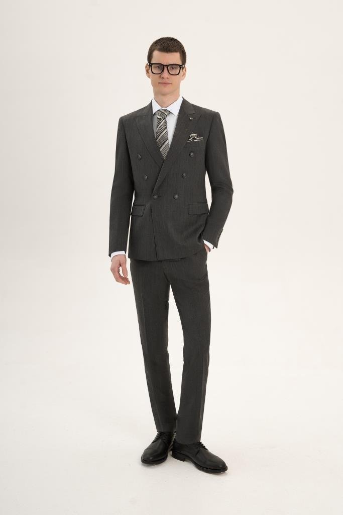 Костюм MAZALTOVMAN 2-ка Графитовый в полоску двубортный премиум линейка