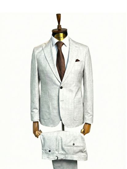 Костюм MAZALTOVMAN 2-ка Светло-серый в полоску премиум линейка